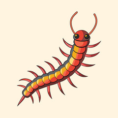 Cartoon illustration of a segmented arthropod, possibly a centipede or millipede