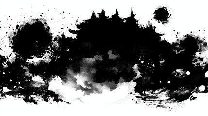 Set of different ink paint brush strokes isolated on white background. Vector illustration skapad av ai