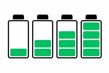 battery icon set, set of battery icons,set of green battery icons