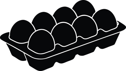 egg carton with brown eggs silhouette vector illustration
