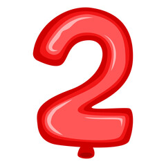 Naklejka premium Red Number 2 Balloon – Flat Vector Illustration