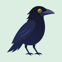 Simple stylized illustration of a crow against a pale green background
