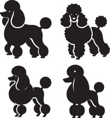 Poodle Dog Silhouette Vector Set – Elegant Pet Outlines, Groomed Show Dog Clipart, Toy, Miniature, and Standard Poodle Illustrations