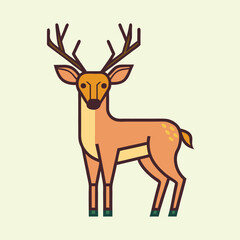 Geometric Deer Illustration Standing Elegantly on a Pale Green Background Color
