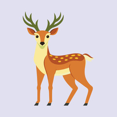 Fototapeta premium Stylized Illustration of a Fallow Deer with Spots and Antlers on Light Blue Background