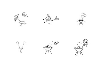 set of funny cartoon characters