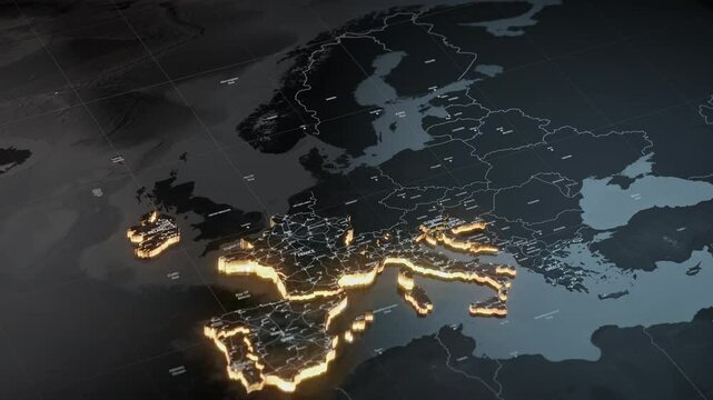 European Union map with country regions outlines.