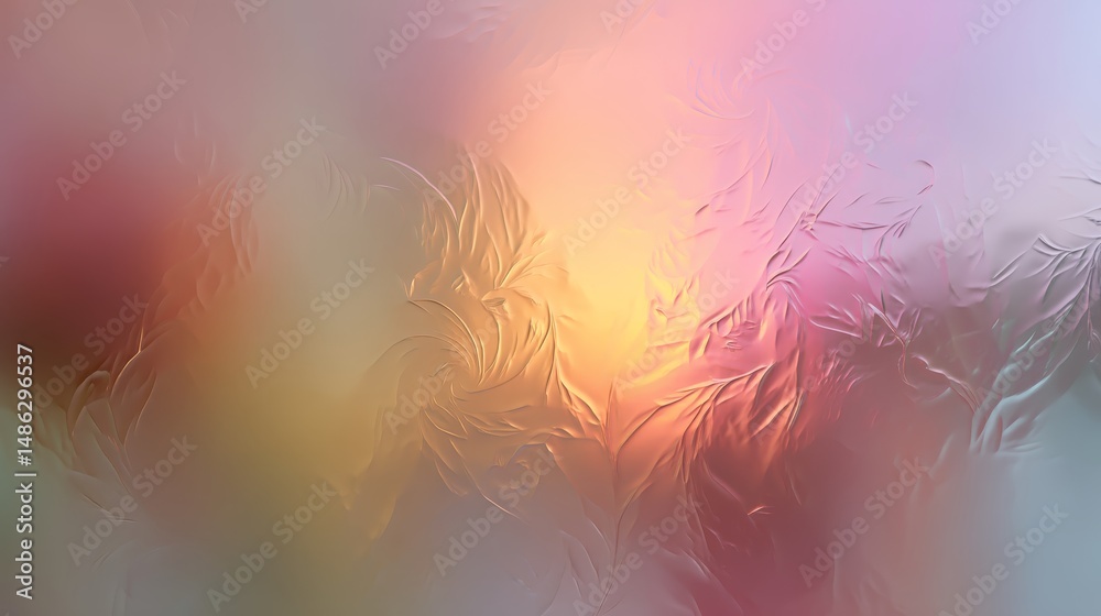Leinwandbilder frosted glass displays intricate swirling patterns, reflecting beautiful pastel colors that create a