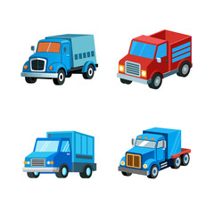 set of trucks isolated in transparent background, set of transport icons,