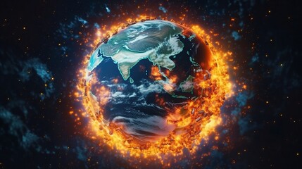 Obraz premium Connect Planet Earth, Global Warming Concept