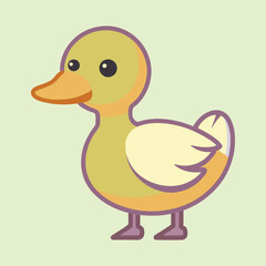 Illustration of a cute cartoon yellow duck with big round eyes