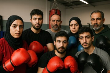 Diverse boxing team portrait