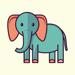 Cute Cartoon Elephant with Simplistic Design and Soft Pastel Colors Illustration