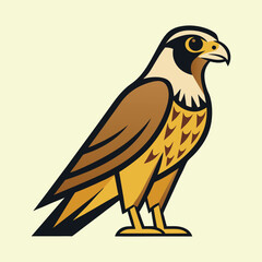 Stylized illustration of a majestic falcon in shades of brown and yellow