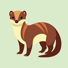 Cartoon Honey Badger Illustration on Light Green Background, Standing Animal