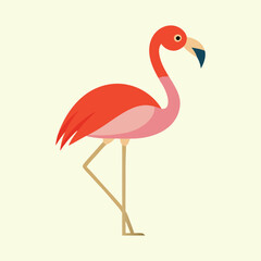 Stylized Pink Flamingo with Geometric Shapes on a Cream Colored Background