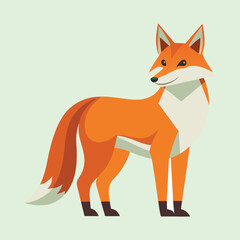 Stylized Fox Illustration with Geometric Shapes and Soft Pastel Background