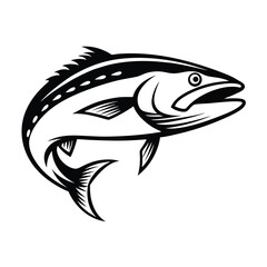 Black and White Fish Logo Swimming Upstream | Angling, Aquatic Wildlife