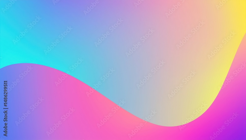 Poster  vibrant abstract gradient background with smooth wave curves in pink blue and yellow for web design print media or brand identity