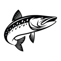 Fish Silhouette Swimming, Wildlife, Aquatic Animal, Marine life, Black and White Design