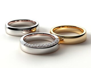Three wedding rings, various metals