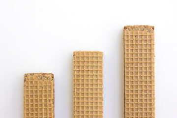 Tasty chocolate wafer biscuits isolated on white background.