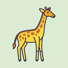 Obraz premium Stylized Giraffe Illustration with Distinct Outline on Light Green Background
