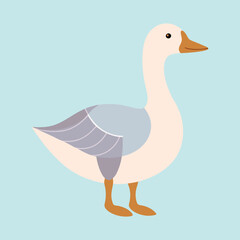 Stylized depiction of a goose standing on a light blue background illustration