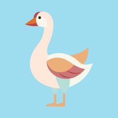 Stylized Illustration of a Goose with Muted Colors on Light Blue Background