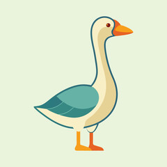 Elegant Illustration of a Standing Goose with Stylized Feathers and Color Palette