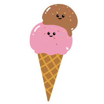 Cute Ice Cream Cone Handdrrawn