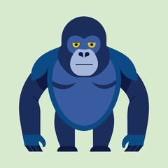 A stylized vector illustration of a blue and gray gorilla standing tall