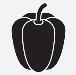 bell pepper with stem silhouette vector art illustration, vector illustration of a red pepper