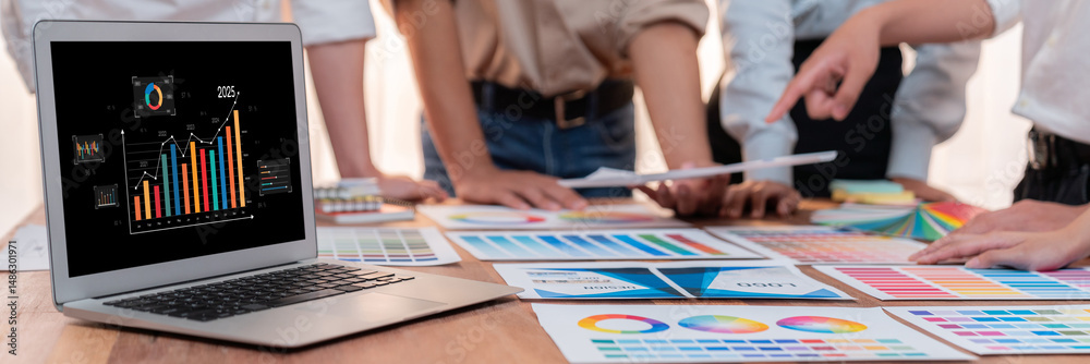 Leinwandbilder business data dashboard provide business intelligence analytic for marketing strategy planning brisk