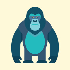 Fototapeta premium Stylized Flat Design Illustration of a Gorilla Standing on Beige Background