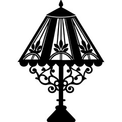 Black Lamp Silhouette &ndash; Flower Pattern  Home Decor on transparent background 
