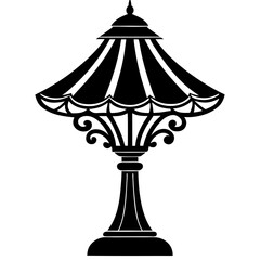 Black Lamp Silhouette – Flower Pattern  Home Decor on transparent background 

