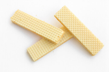 Tasty Cheese Wafer biscuits isolated on a white background.