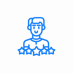 person with five stars below icon sign vector