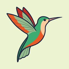 Stylized hummingbird with vibrant colors on a light background illustration design