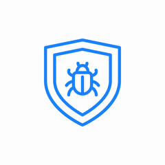 shield with bug inside cybersecurity virus protection online security icon sign vector