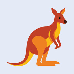 A Simplified Cartoon Illustration of an Australian Kangaroo Standing on Light Background