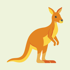 Illustration of a single kangaroo standing on its hind legs looking left