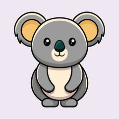 Adorable Cartoon Koala Character Standing with a Sweet Smiling Face on Lilac