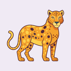 Stylized Cheetah Standing with Spot Pattern and Line Art Design