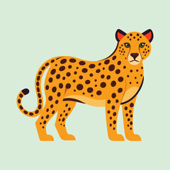Stylized Vector Illustration of a Cheetah with Spots on a Light Green Background