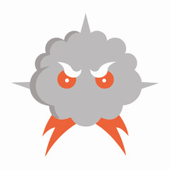 Angry cloud monster cartoon character with sharp spikes and fiery energy