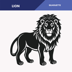 lion Silhouette vector file on white background.