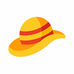 Colorful straw sun hat vector illustration summer beach accessory item