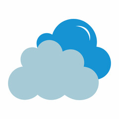 Weather forecast icon with two clouds in blue hues on white background